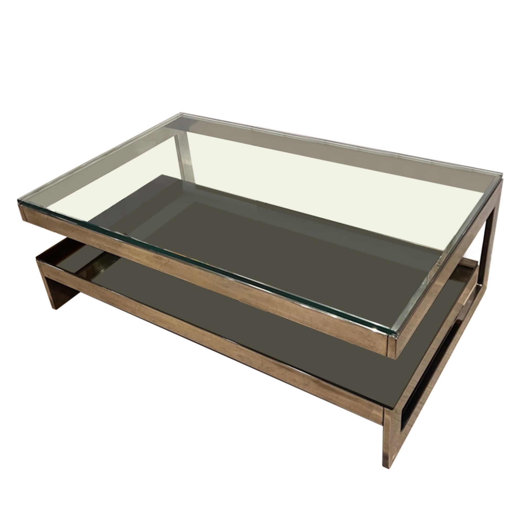Mid-Century Modern Large Rectangular Coffee Table by Belgo Chrom, Belgium 1970s For Sale