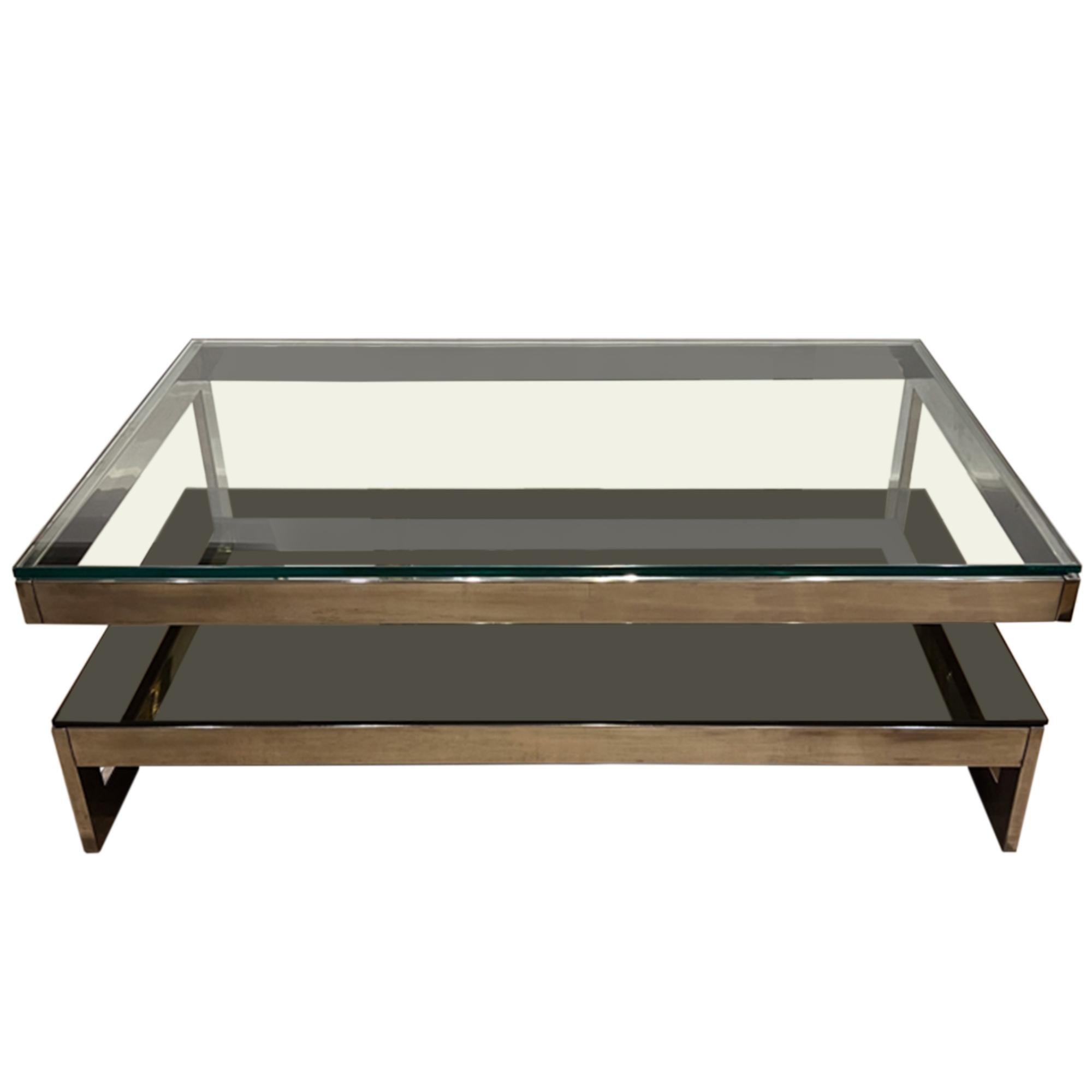Belgian Large Rectangular Coffee Table by Belgo Chrom, Belgium 1970s For Sale