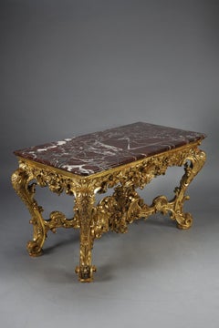 Large Rectangular Console in richly carved and gilded wood, 18th century