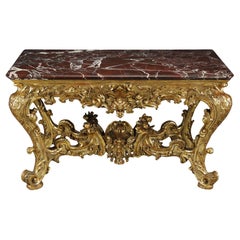 Large Rectangular Console in richly carved and gilded wood, 18th century
