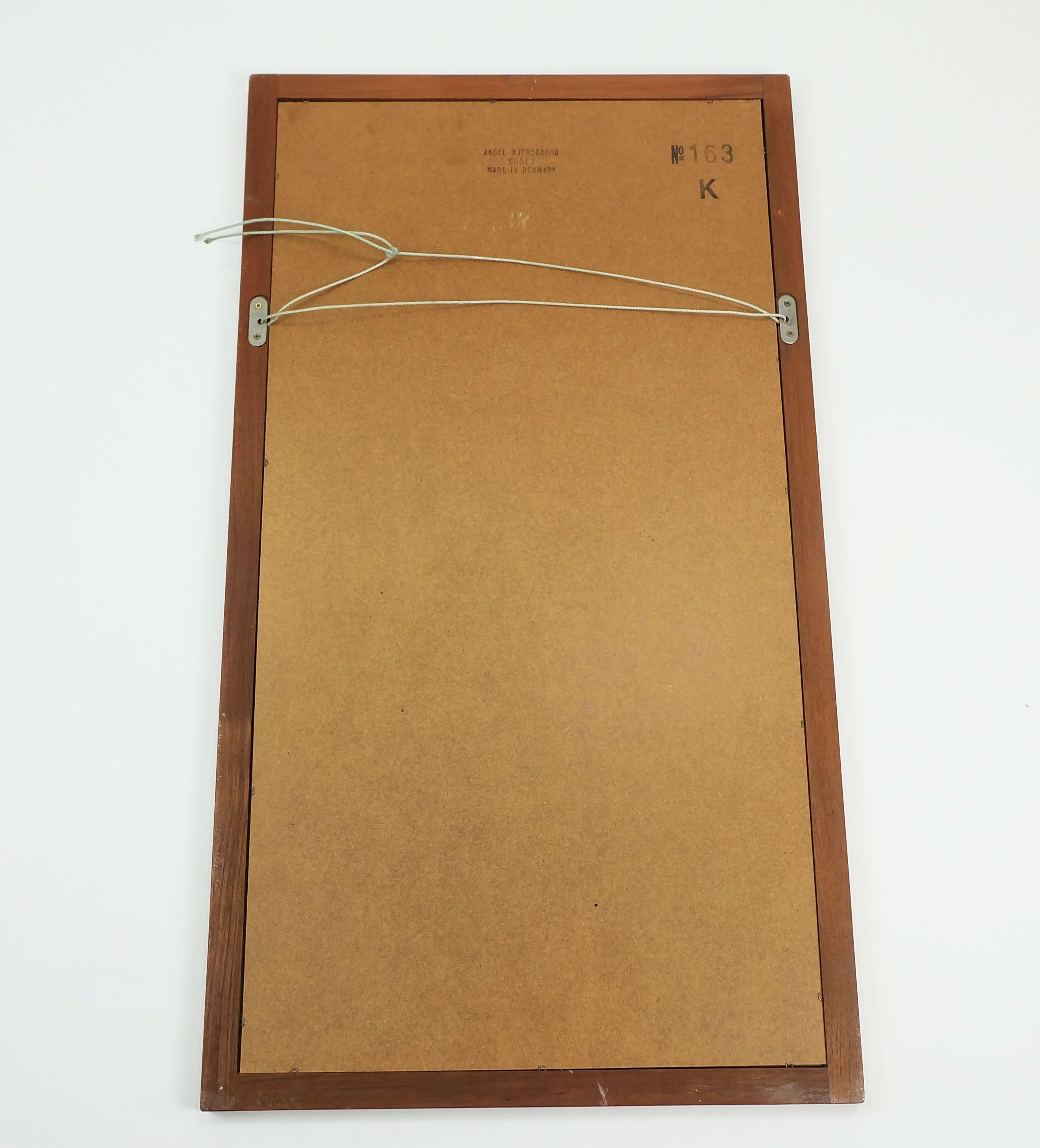 large rectangular danish modern WALL MIRROR aksel kjersgaard teak frame 1970s For Sale 3