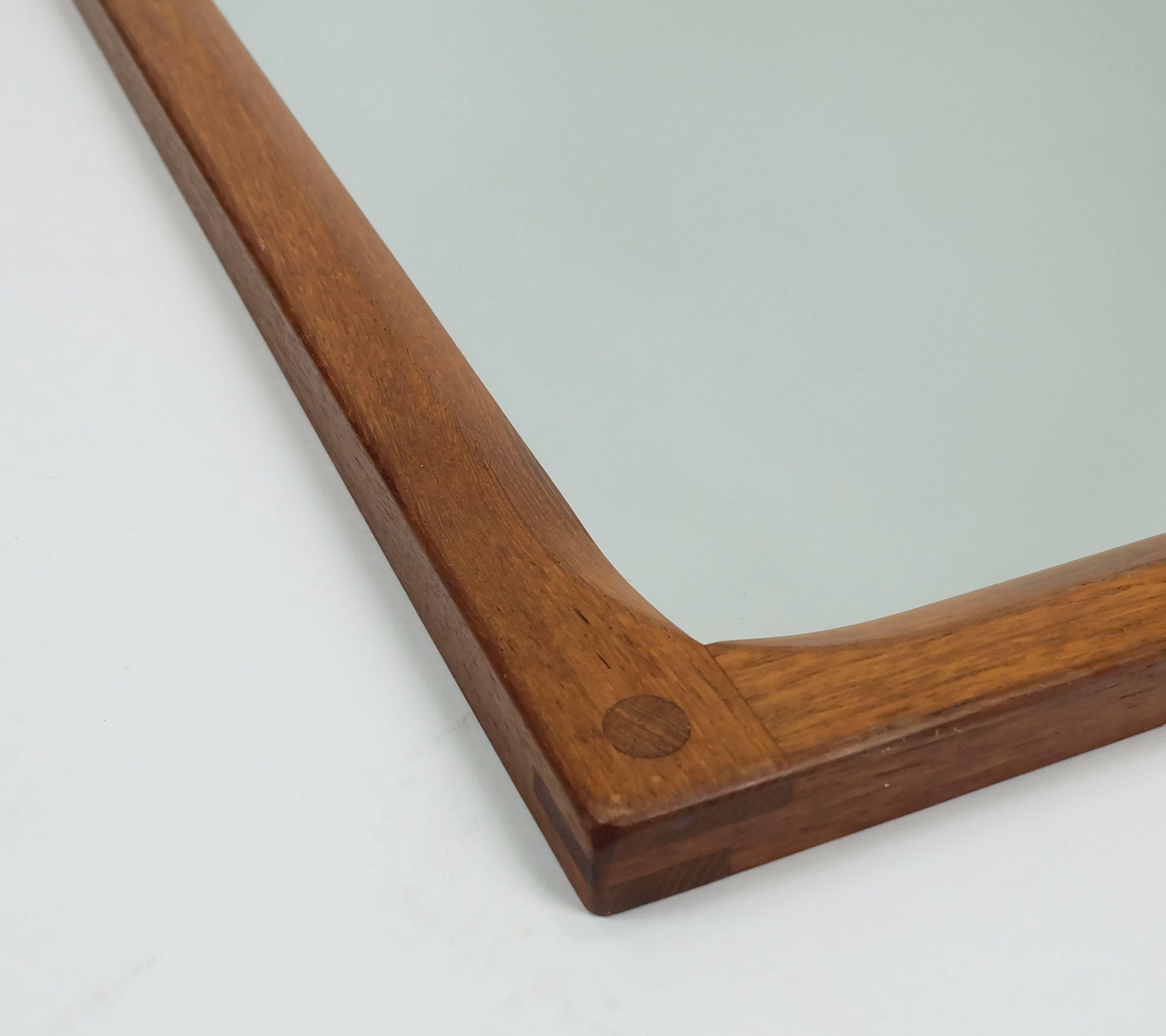 Danish large rectangular danish modern WALL MIRROR aksel kjersgaard teak frame 1970s For Sale