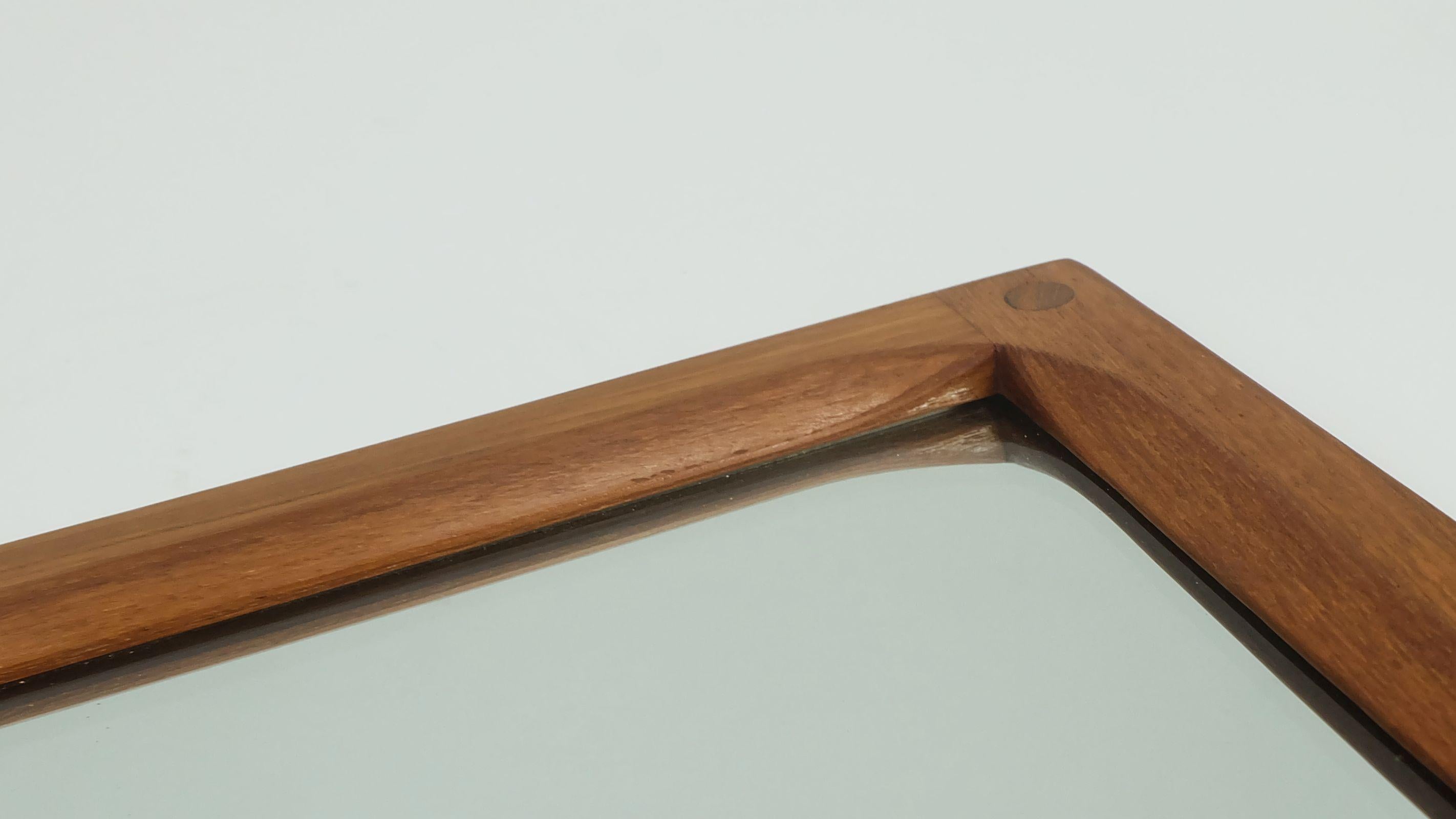 large rectangular danish modern WALL MIRROR aksel kjersgaard teak frame 1970s For Sale 1