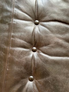 Large Rectangular Dark Tobacco Leather Ottoman