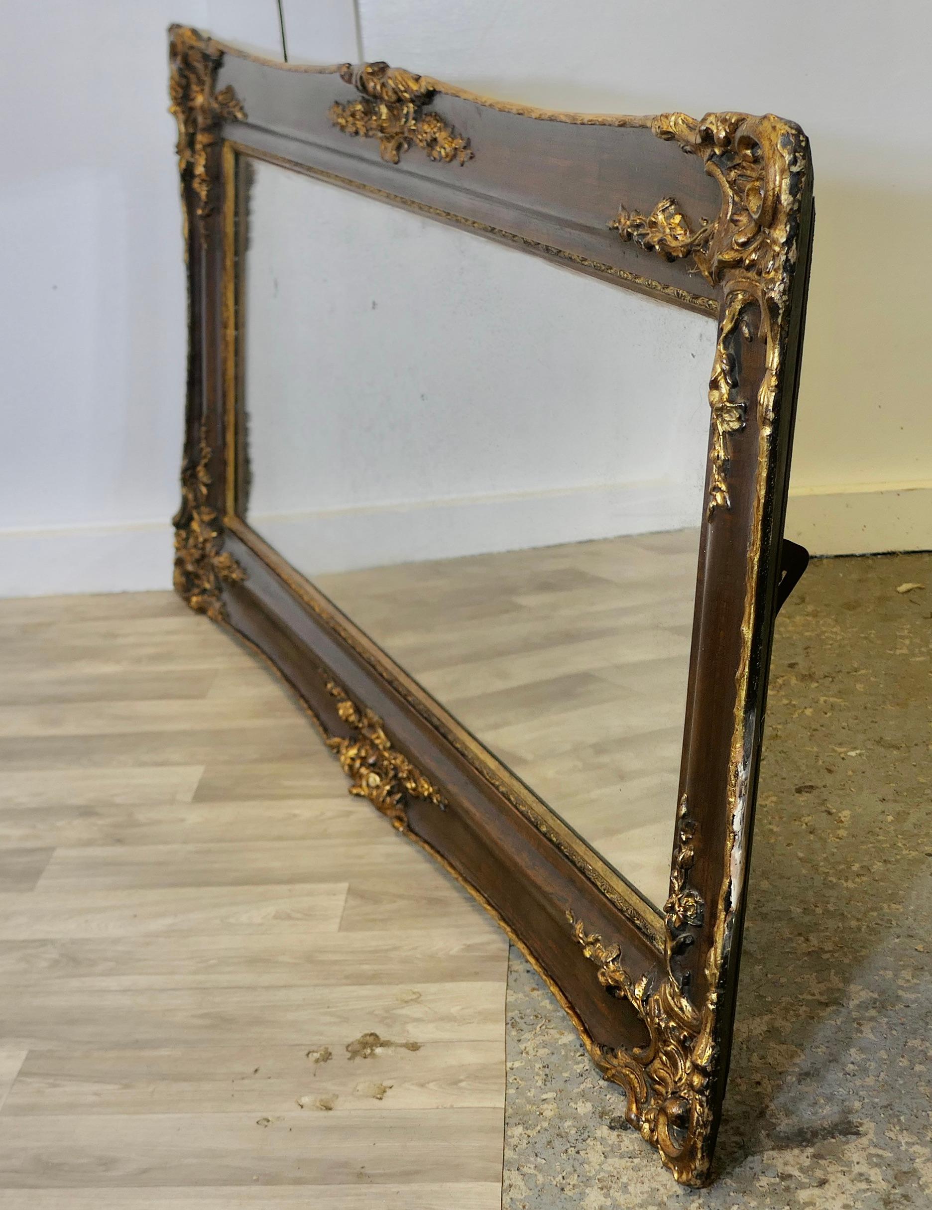 19th Century Large Rectangular Decorative Gilt and Wood Wall Mirror