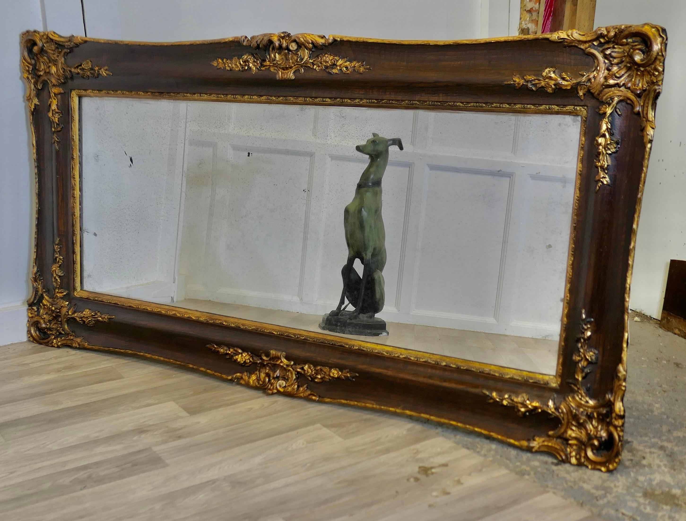 Large Rectangular Decorative Gilt and Wood Wall Mirror 1