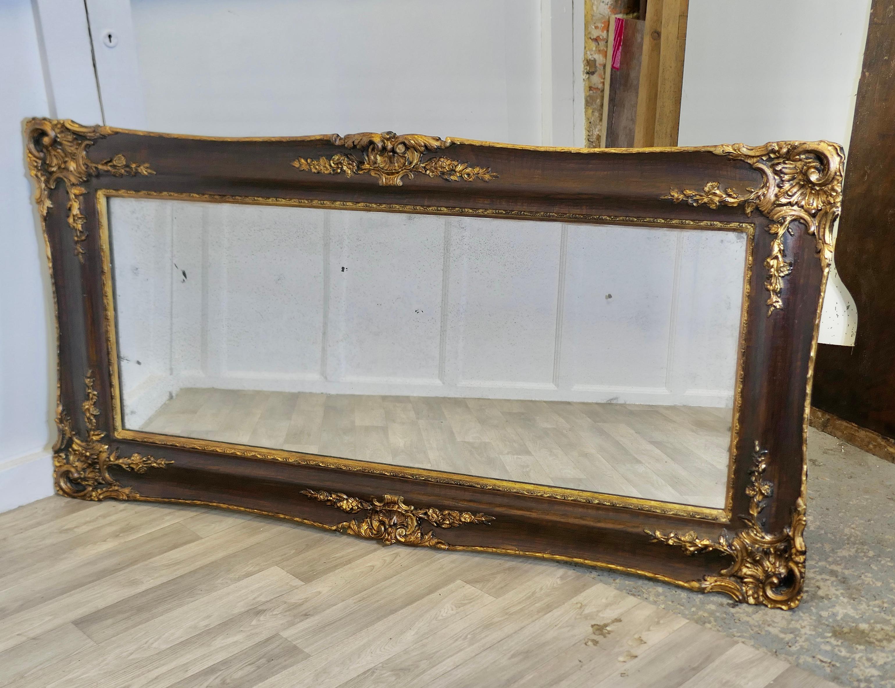 Large Rectangular Decorative Gilt and Wood Wall Mirror 3