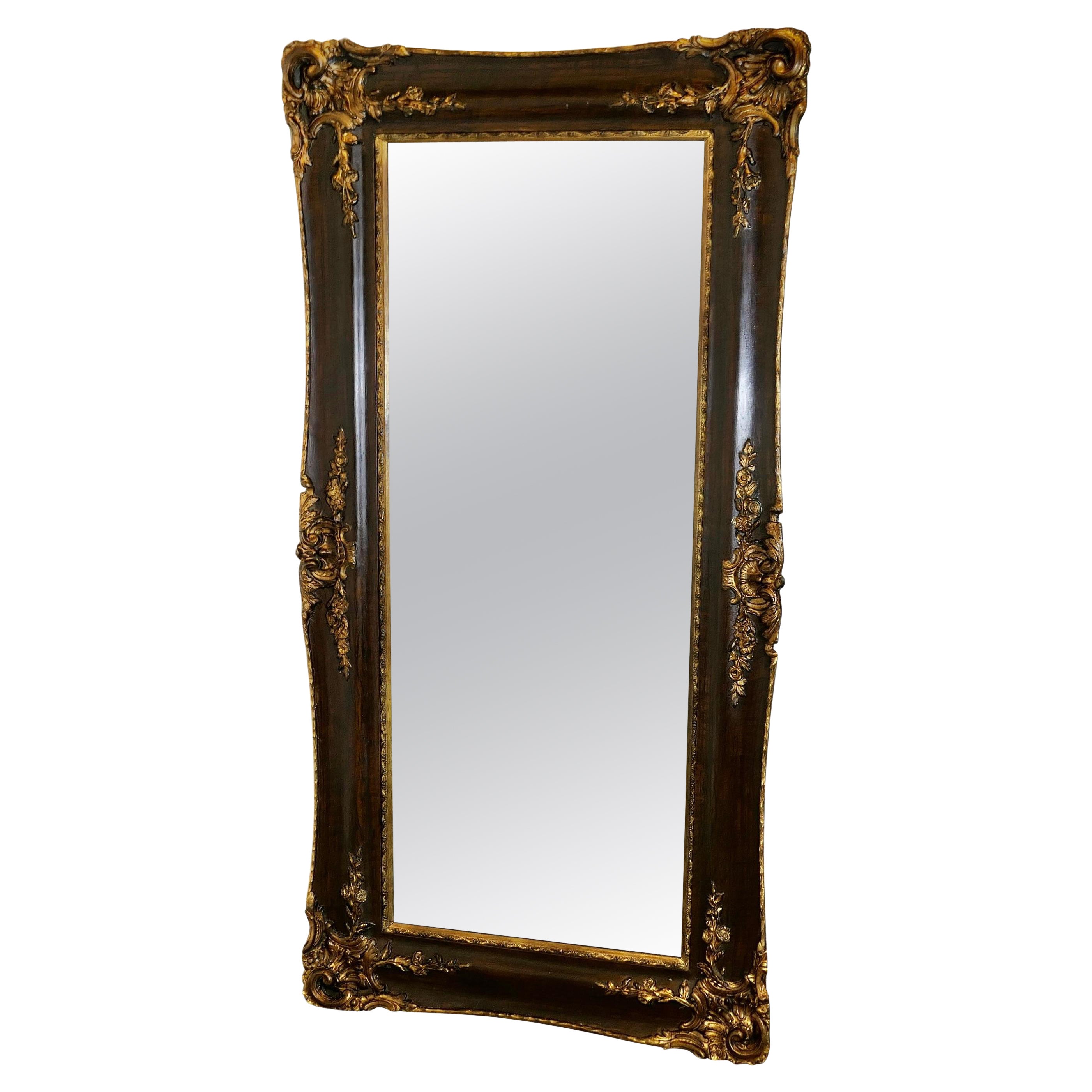 Large Rectangular Decorative Gilt and Wood Wall Mirror