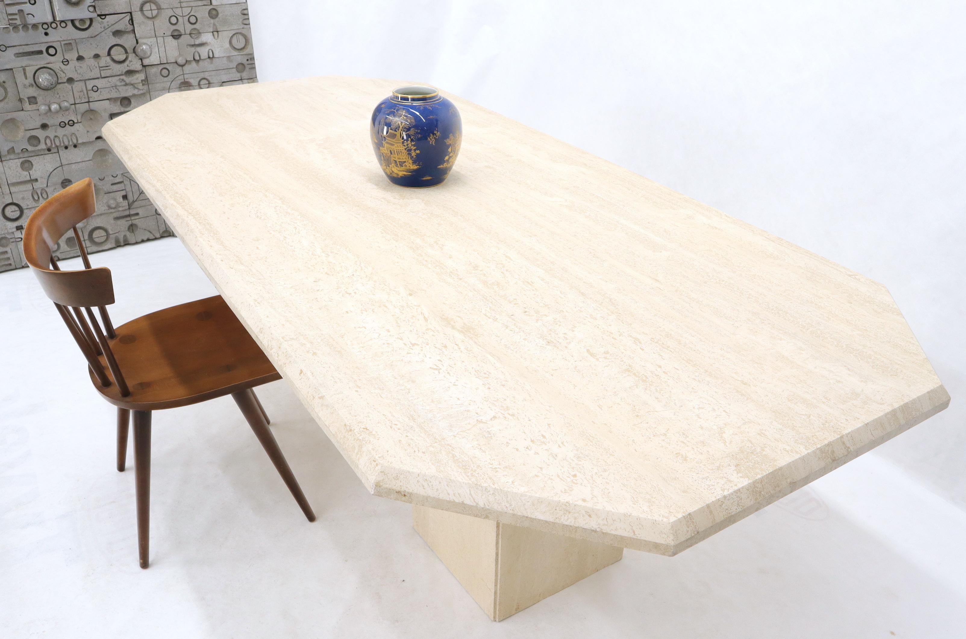 Large Rectangular Double Pedestal Travertine Dining or Conference Table For Sale 6
