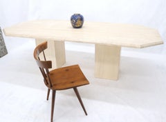 Tavolo da pranzo o da conferenza rettangolare grande a doppio piedistallo in travertino