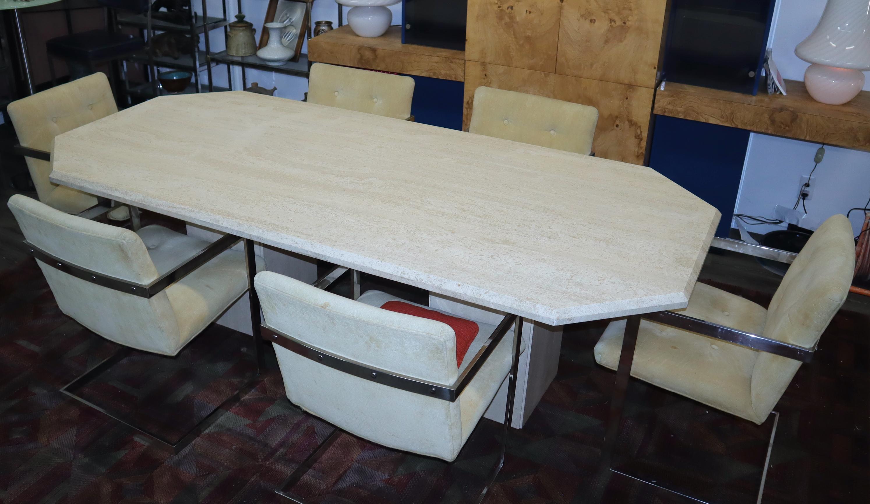 travertine pedestal table