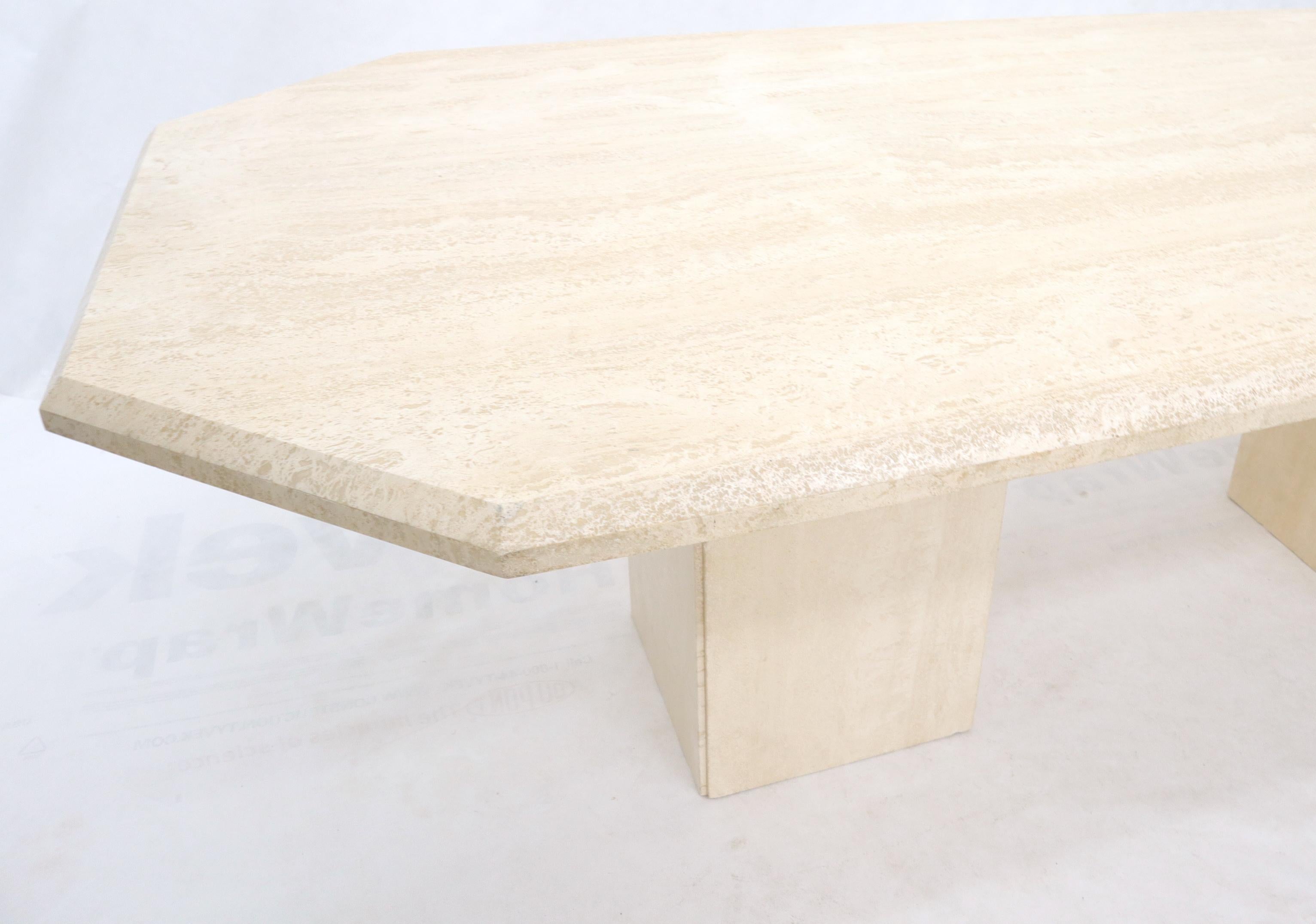 Italian Large Rectangular Double Pedestal Travertine Dining or Conference Table For Sale