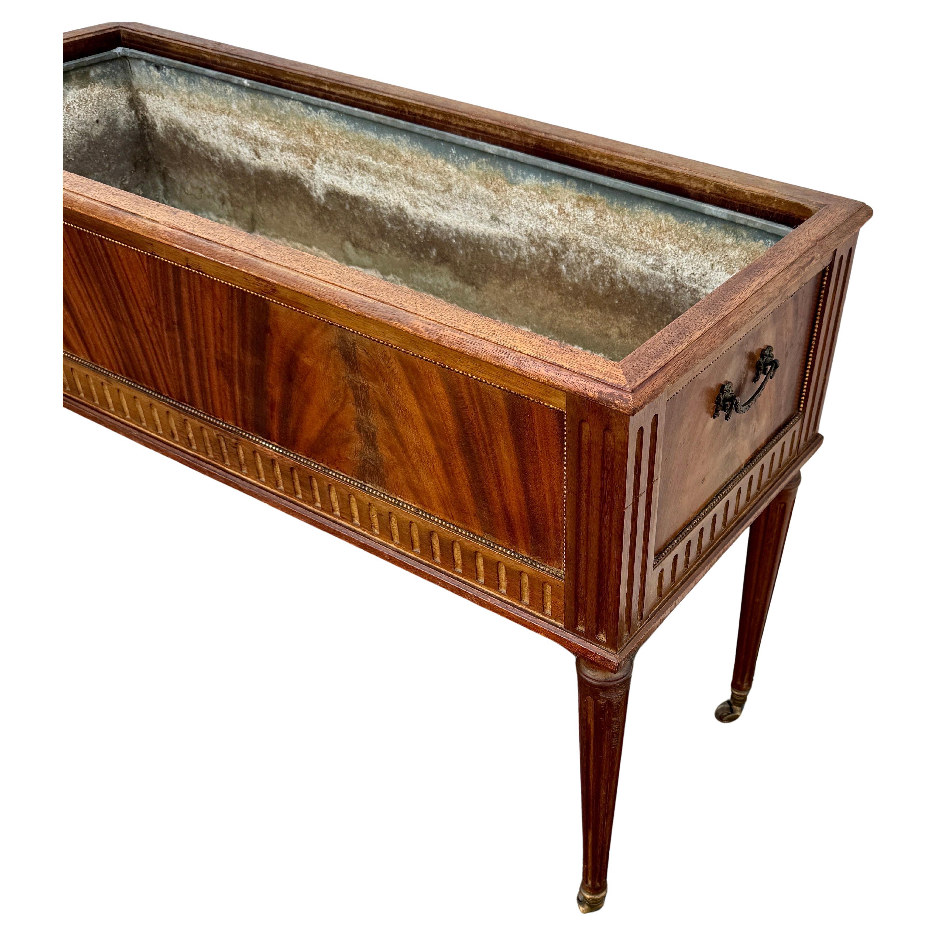 Hand-Crafted  Large Rectangular Empire Floor Jardinière Planter, France 1810-1830 For Sale