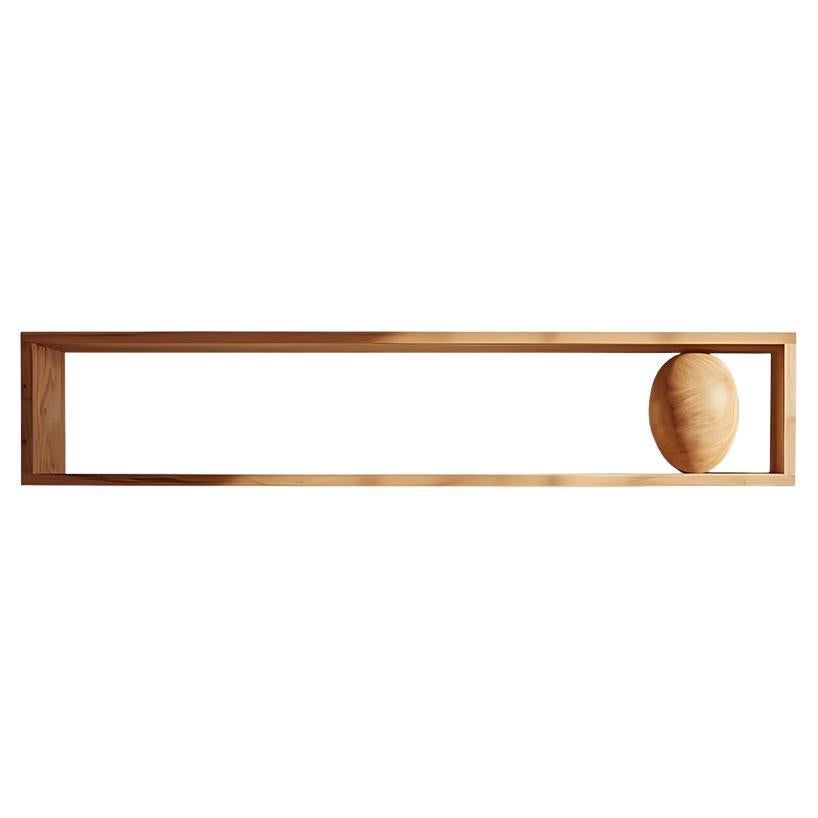 Large Rectangular Floating Shelf and One Large Sculptural Wooden Pebble, Sereno For Sale