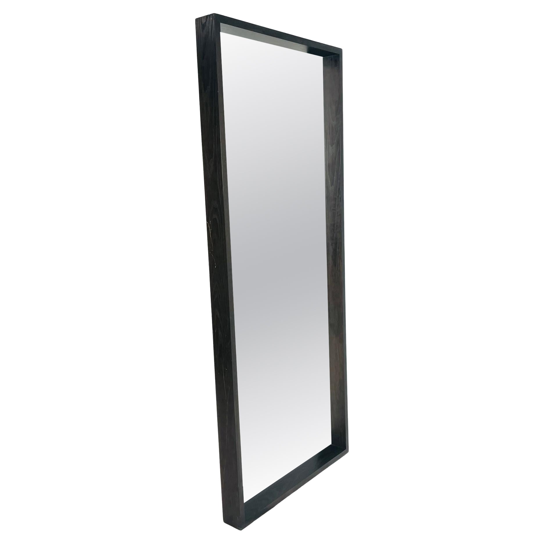 Large Rectangular Floor Mirror in Dark-Stained Wood For Sale