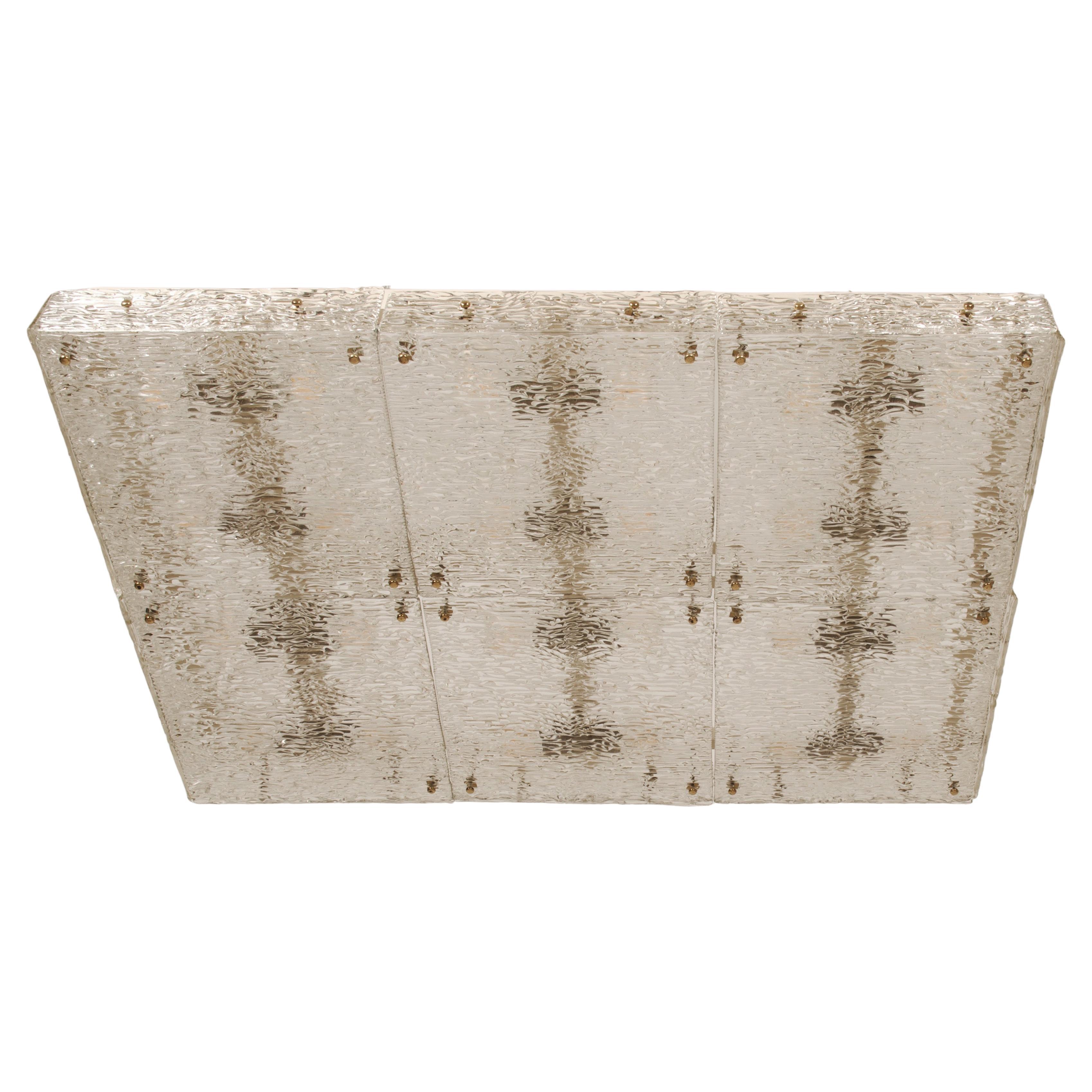 Grand lustre Kalmar rectangulaire encastré avec verre texturé