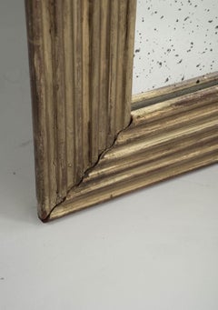 Large Rectangular French Fluted Giltwood Mirror