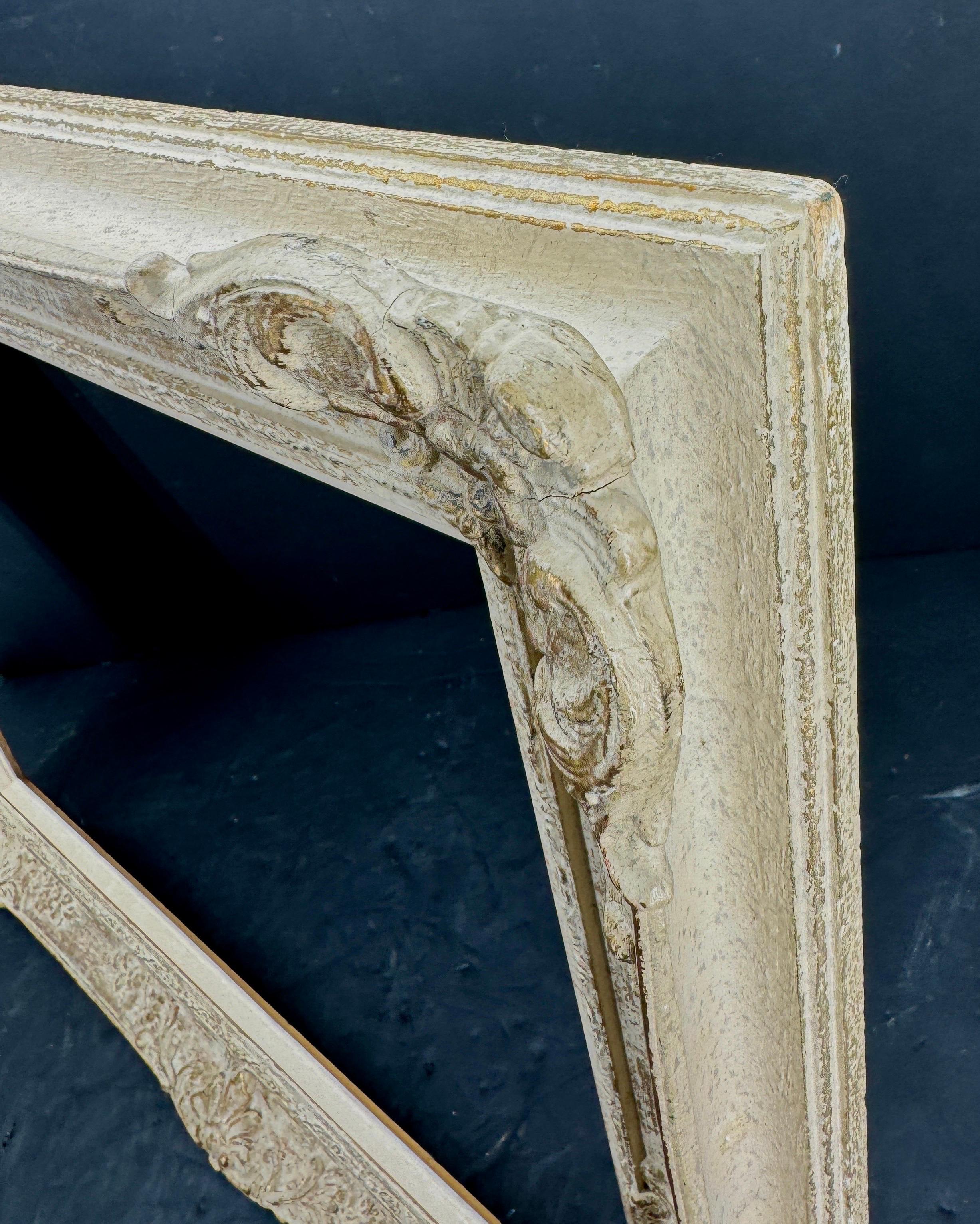 Large Rectangular French Painted Wood Gilt Art Frame For Sale at 1stDibs
