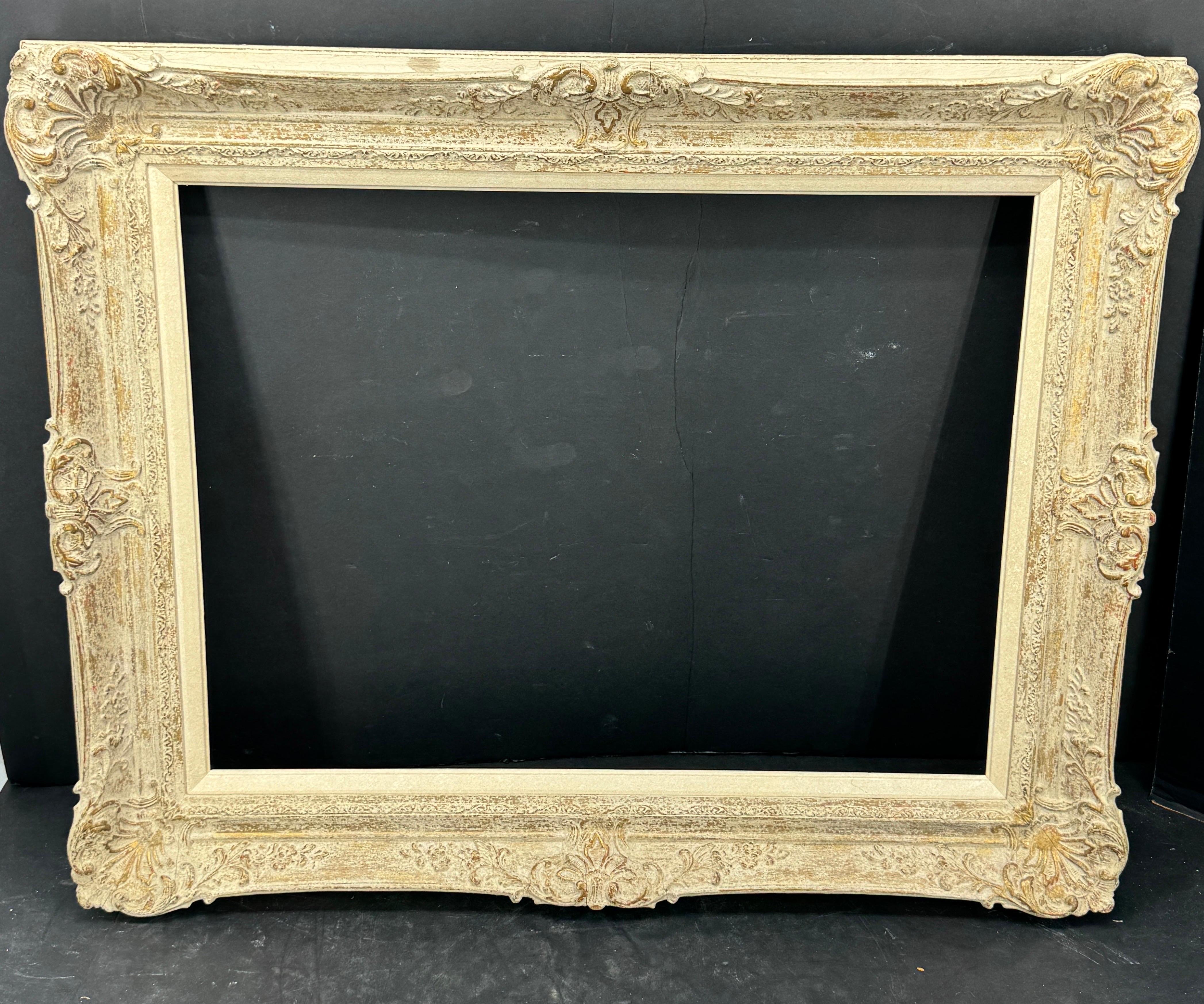 Wooden Rctangular Frame Large Rectangular French Painted Wood Gilt Art Frame For Sale at 1stDibs