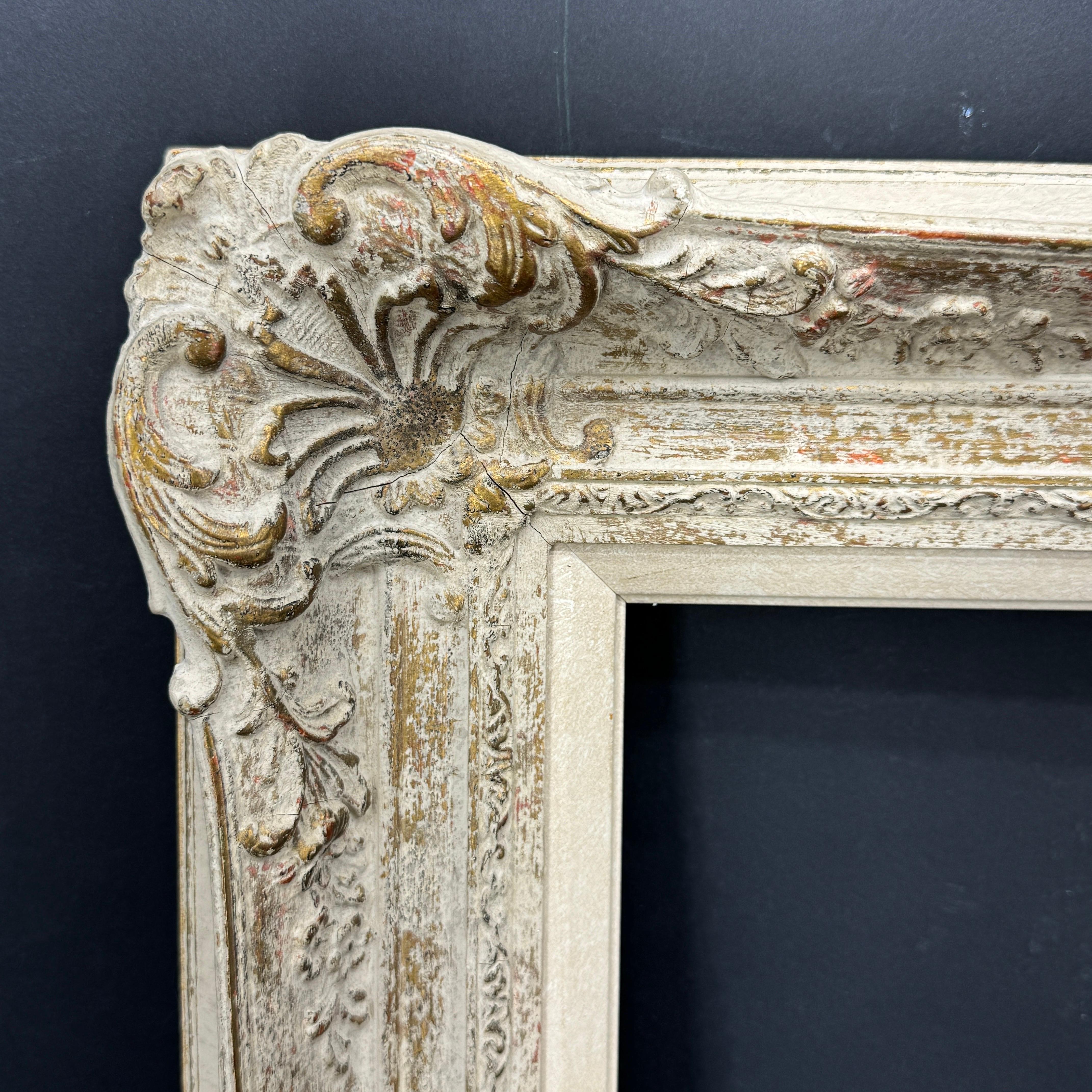 Large Rectangular French Painted Wood Gilt Art Frame For Sale at 1stDibs