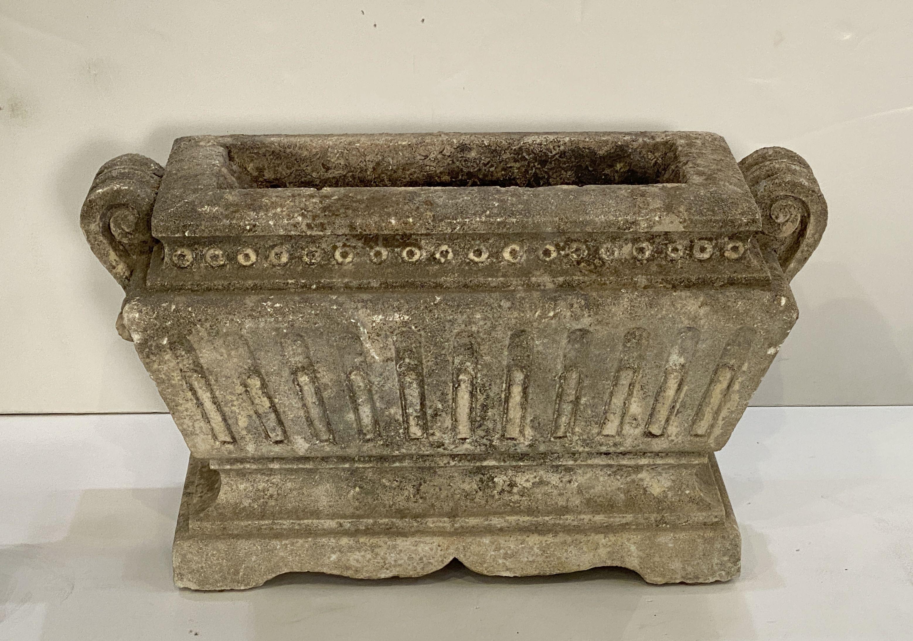 Neoclassical Large Rectangular Garden Stone Trough or Planter from England For Sale