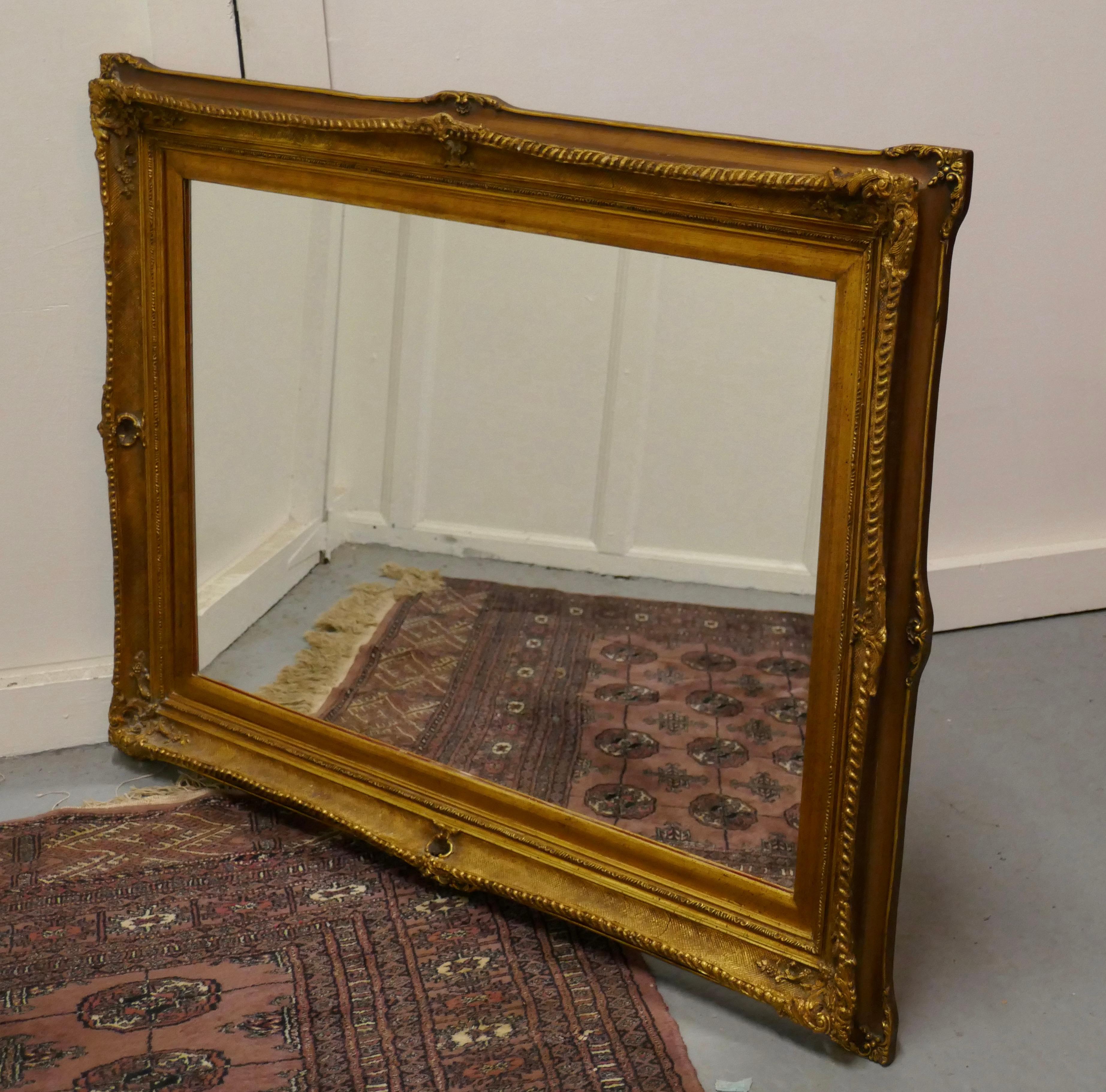 Arts and Crafts Large Rectangular Giltwood Mirror