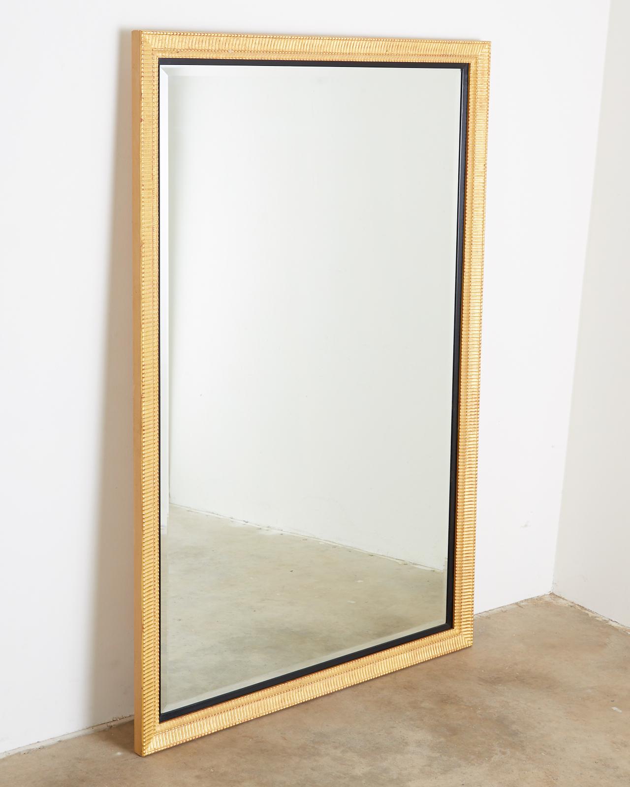 Large Rectangular Gilt Wood Wall Mirror with Beveled Glass 3