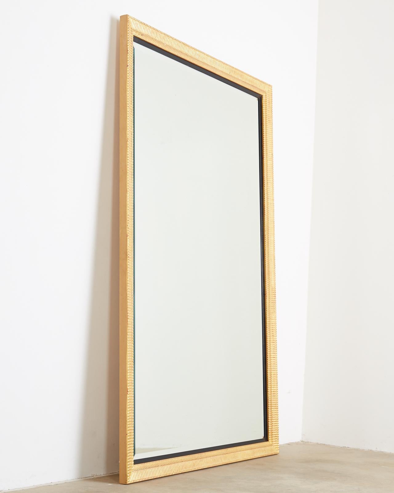 Large Rectangular Gilt Wood Wall Mirror with Beveled Glass 4