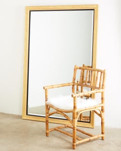 Large Rectangular Gilt Wood Wall Mirror with Beveled Glass