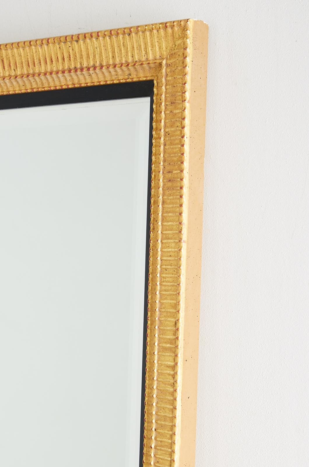 Large Rectangular Gilt Wood Wall Mirror with Beveled Glass In Good Condition In Rio Vista, CA