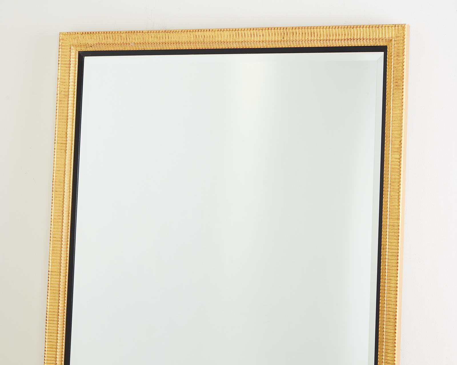 Contemporary Large Rectangular Gilt Wood Wall Mirror with Beveled Glass