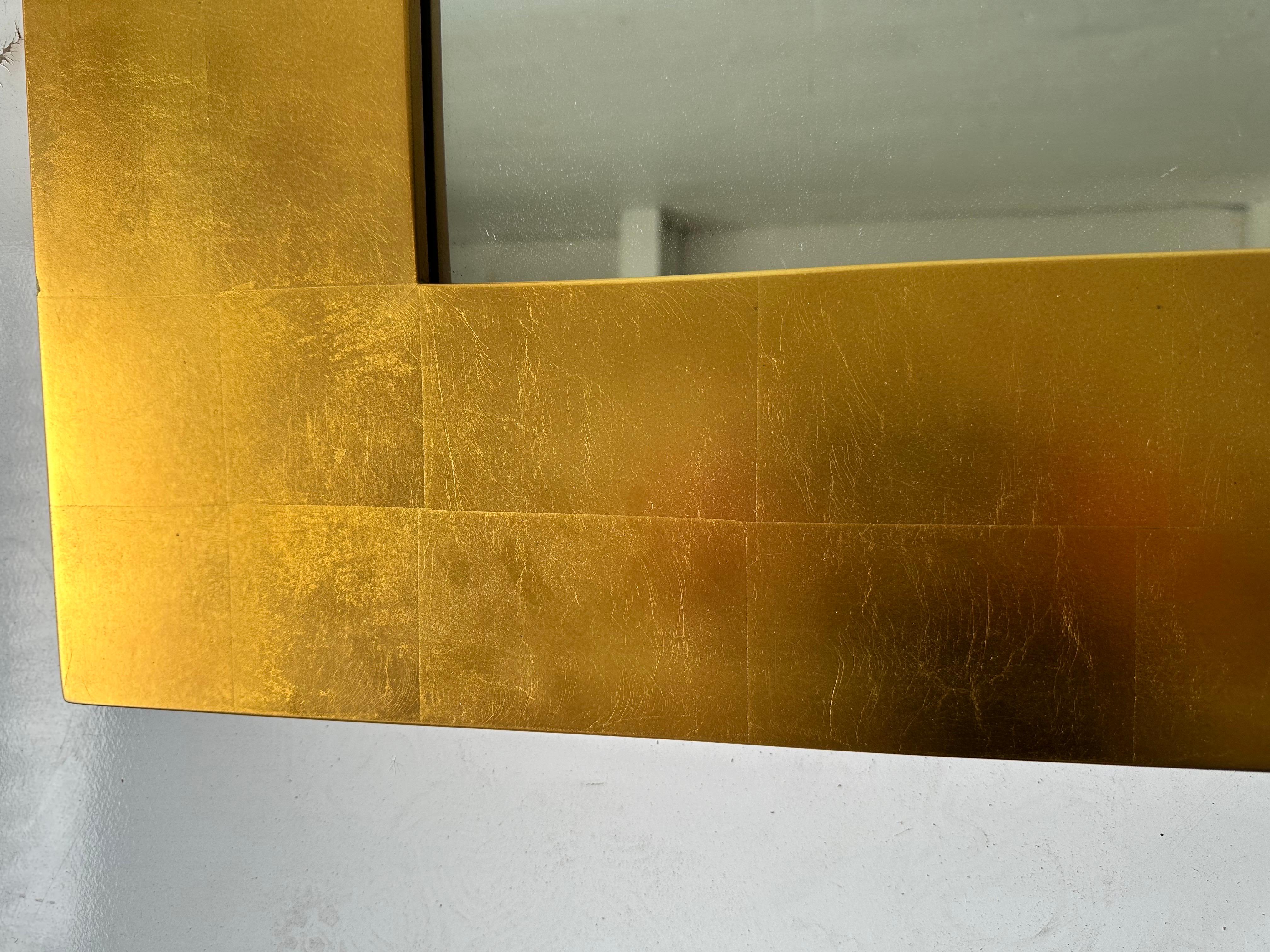 Large rectangular Gold leaf Mirror by Donghia Circa 1985 In Good Condition In Miami, FL