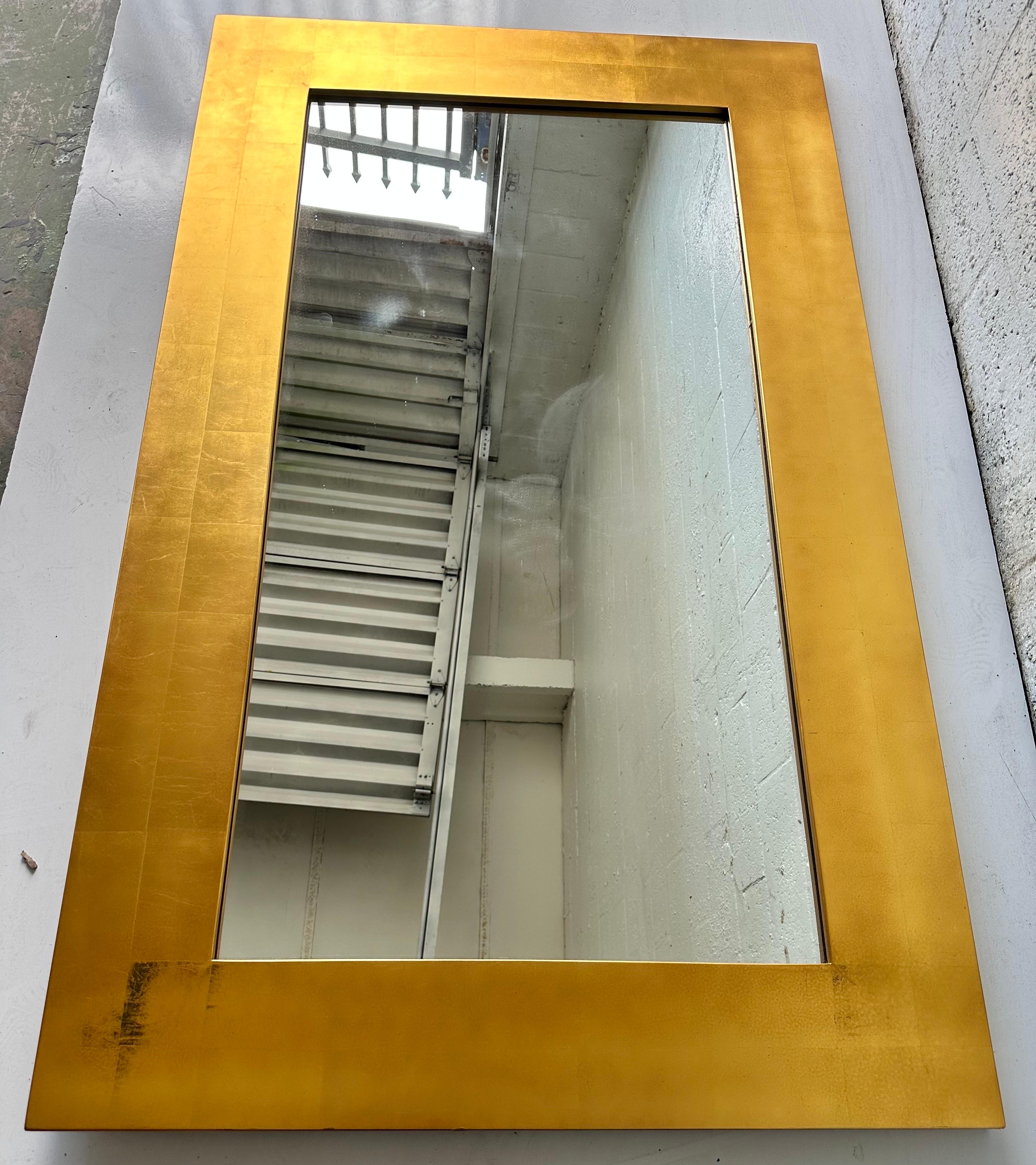 Gold Leaf Large rectangular Gold leaf Mirror by Donghia Circa 1985