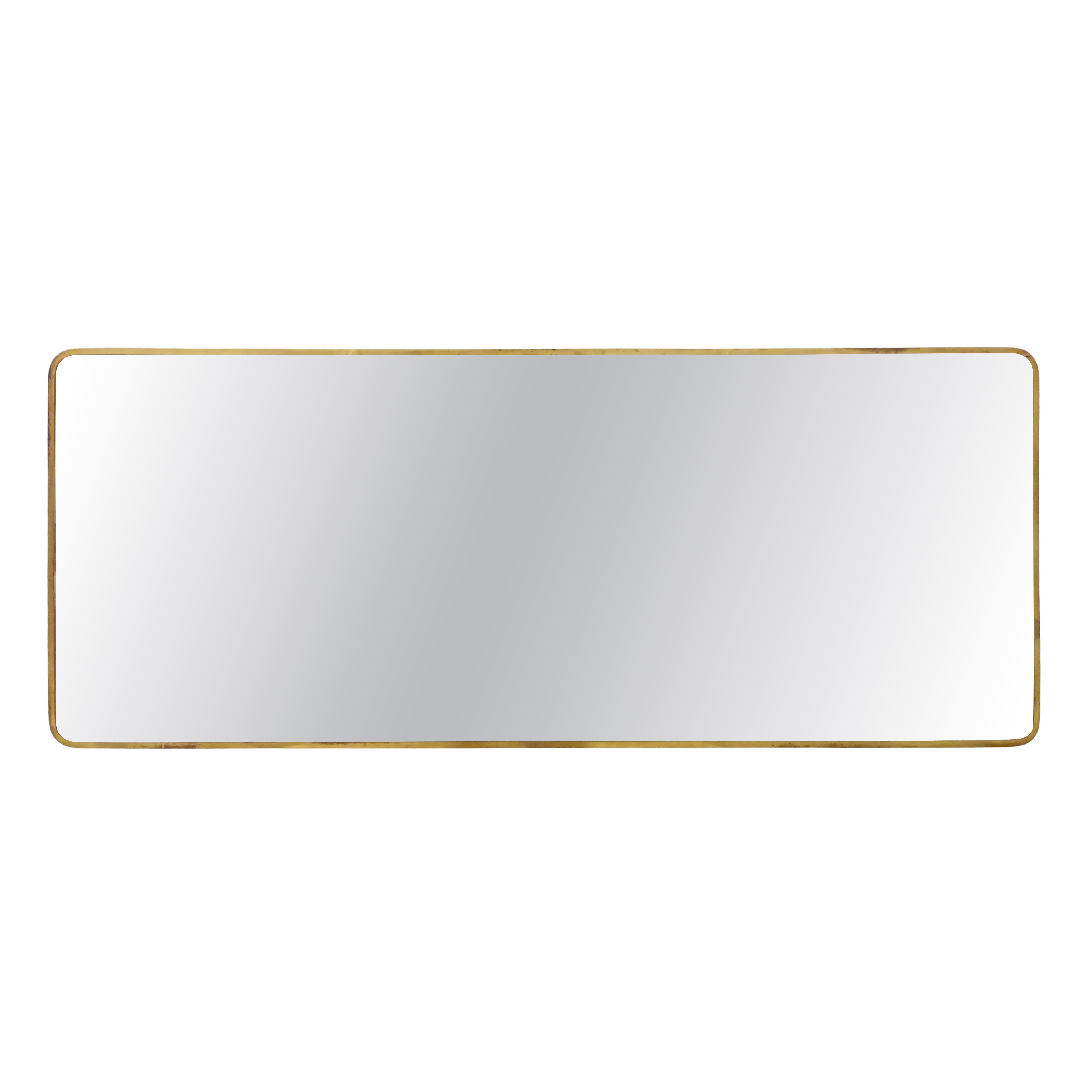 Large Rectangular Italian Brass-Framed Mirror Attributed to Gio Ponti, 1950s