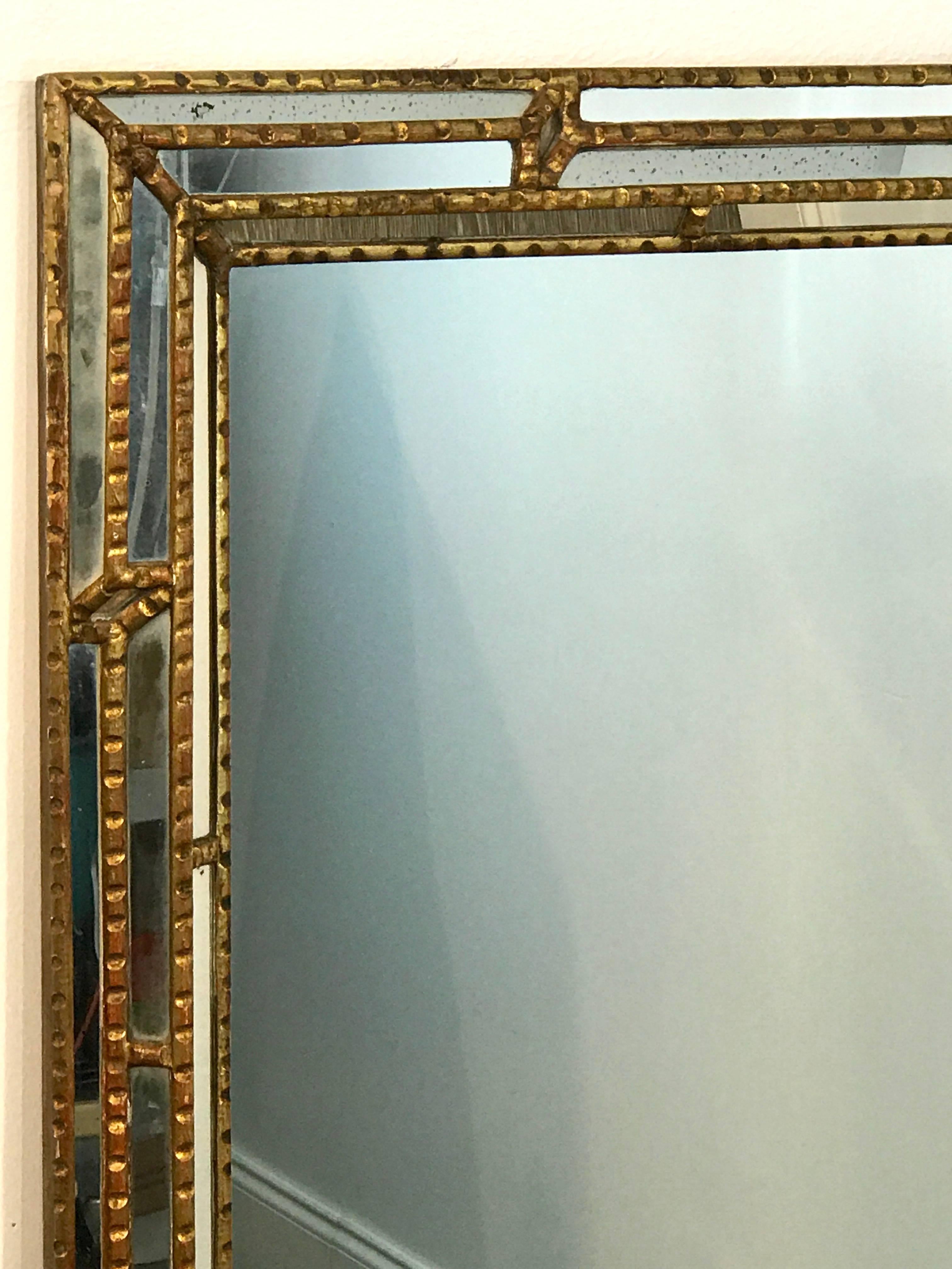 Large Rectangular Italian Carved Giltwood Mirror In Good Condition In Atlanta, GA