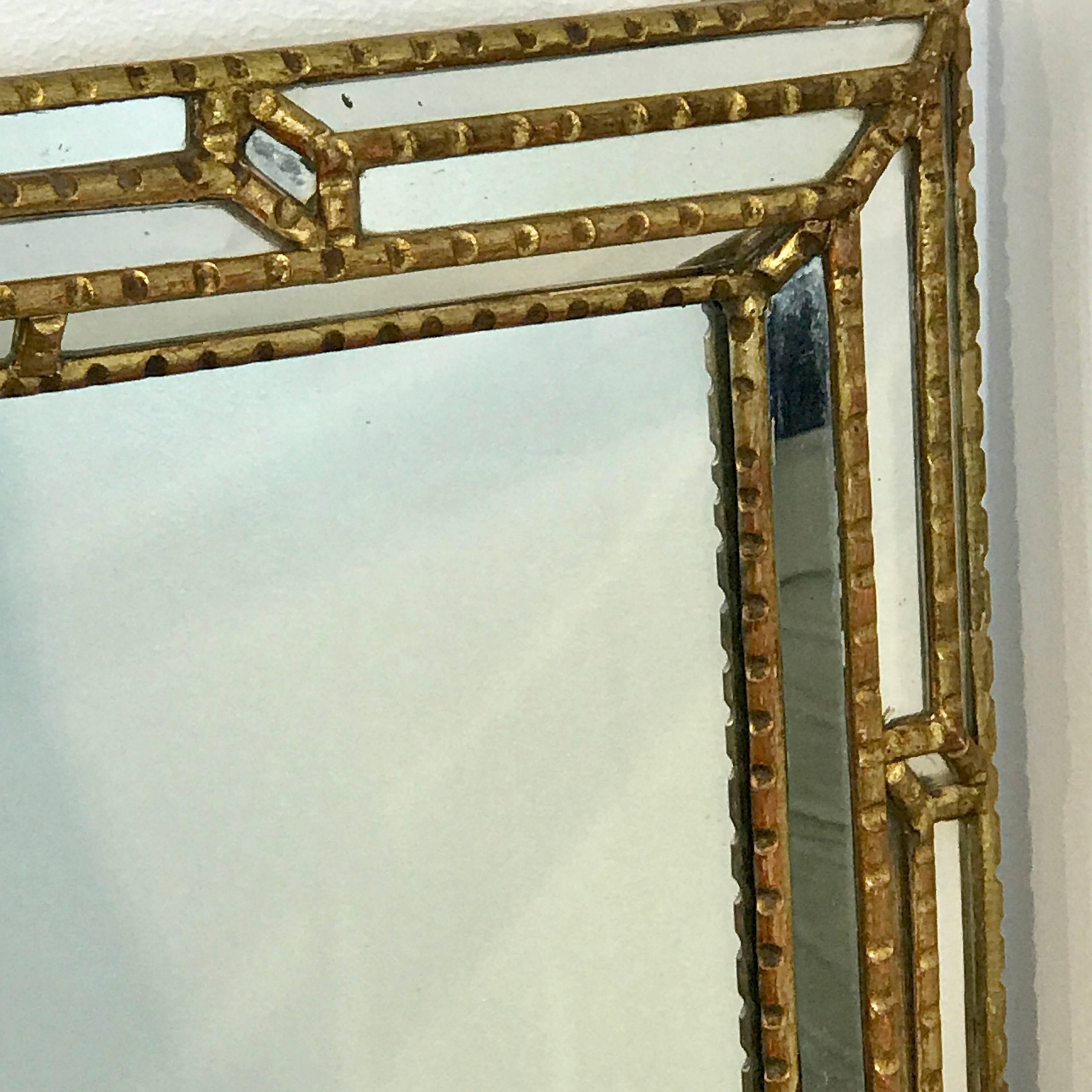 Large Rectangular Italian Carved Giltwood Mirror 1