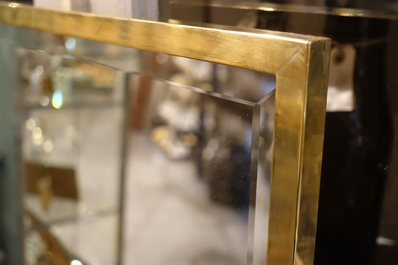 Large Rectangular Italian Midcentury Brass Mirror In Good Condition In Copenhagen K, DK