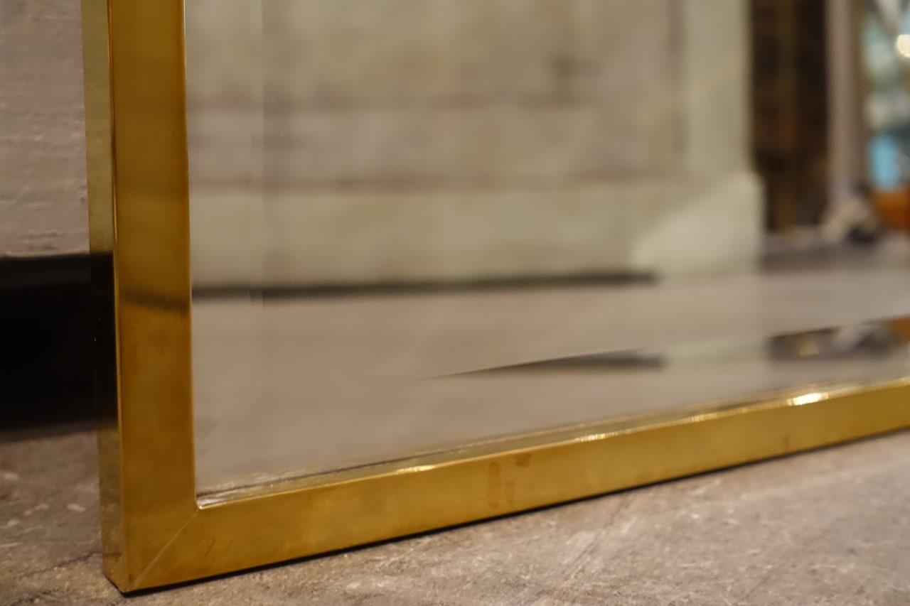 20th Century Large Rectangular Italian Midcentury Brass Mirror