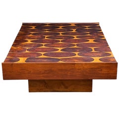 Large Rectangular Mid-Century Brazilian Modern Mixed Hardwood Cocktail Table