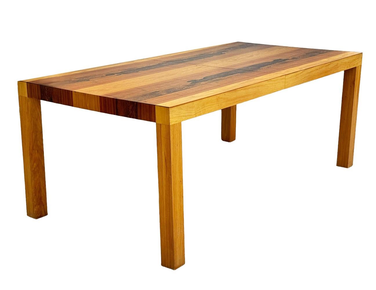 Scandinavian Modern Large Rectangular Mid Century Danish Modern Parsons Dining Table in Exotic Woods For Sale