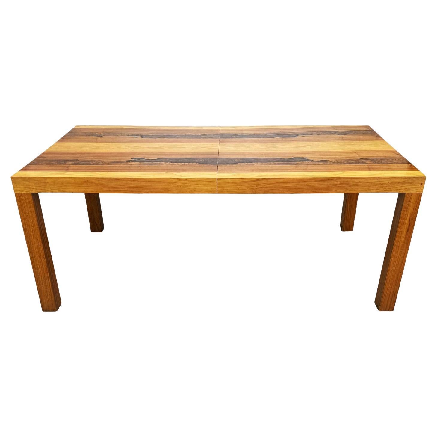 Large Rectangular Mid Century Danish Modern Parsons Dining Table in Exotic Woods