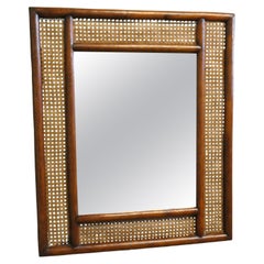 Large Rectangular Mirror with Bergère, Ratan Frame