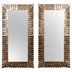 Large Murano Amber Bronze Glass Mirror, In Stock