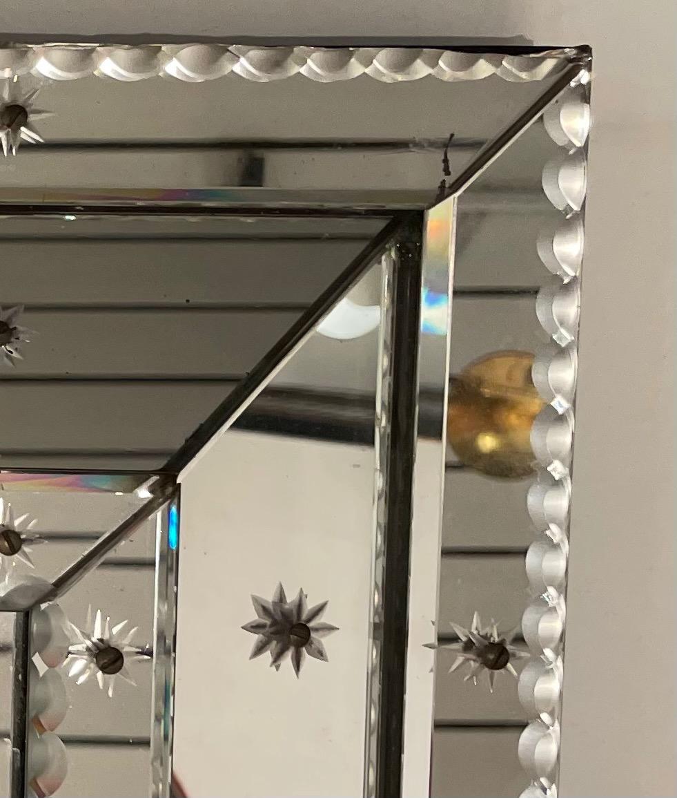 Italian Large Rectangular  Parclose Venetian Wall Mirror, Italy 1940. For Sale