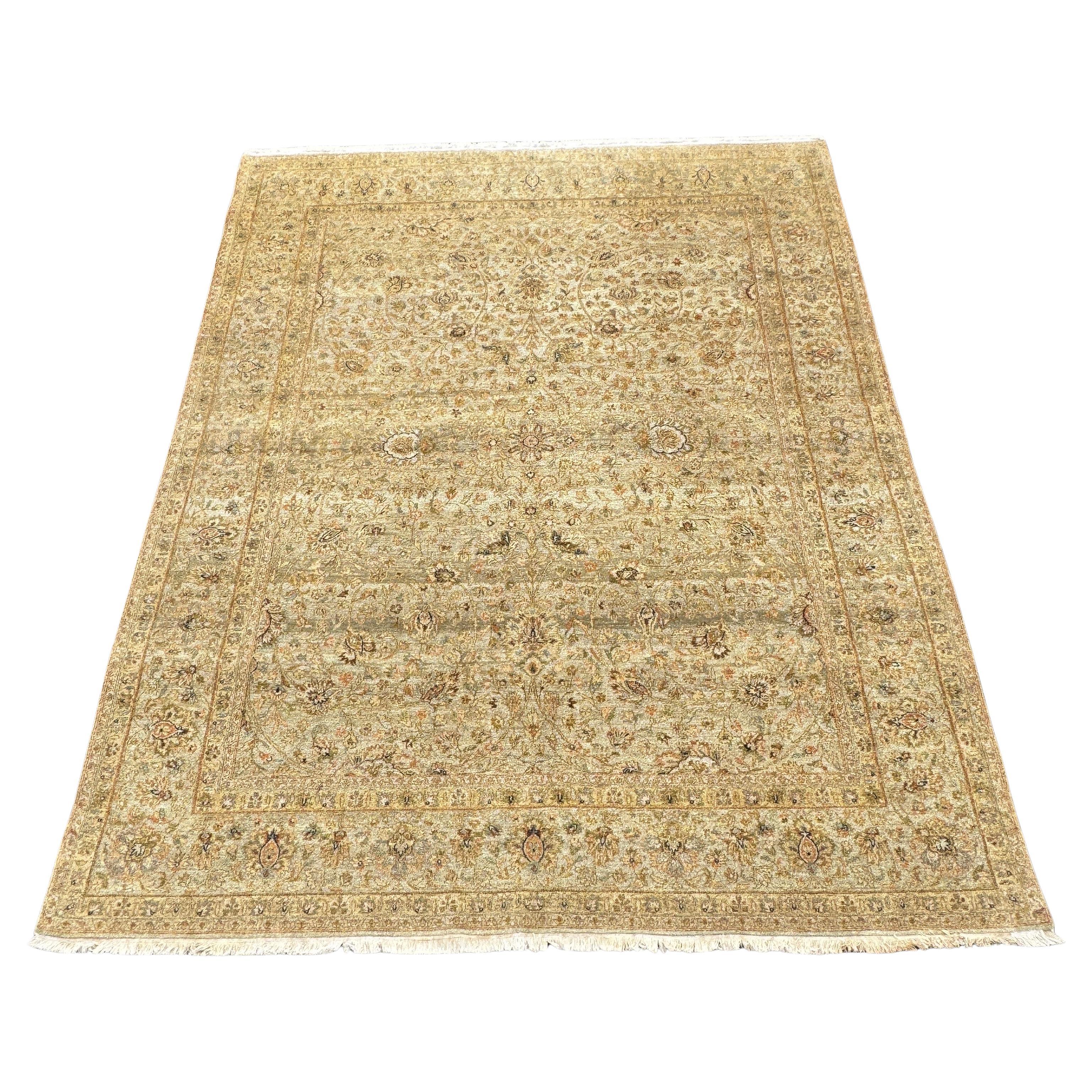 Gran Alfombra Rectangular Persa Tabriz de Lana 7'10 por 9'10 Pies en venta