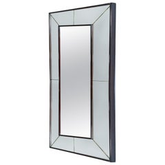 Large Rectangular Polished Wood Mirror, Italy, 1950s