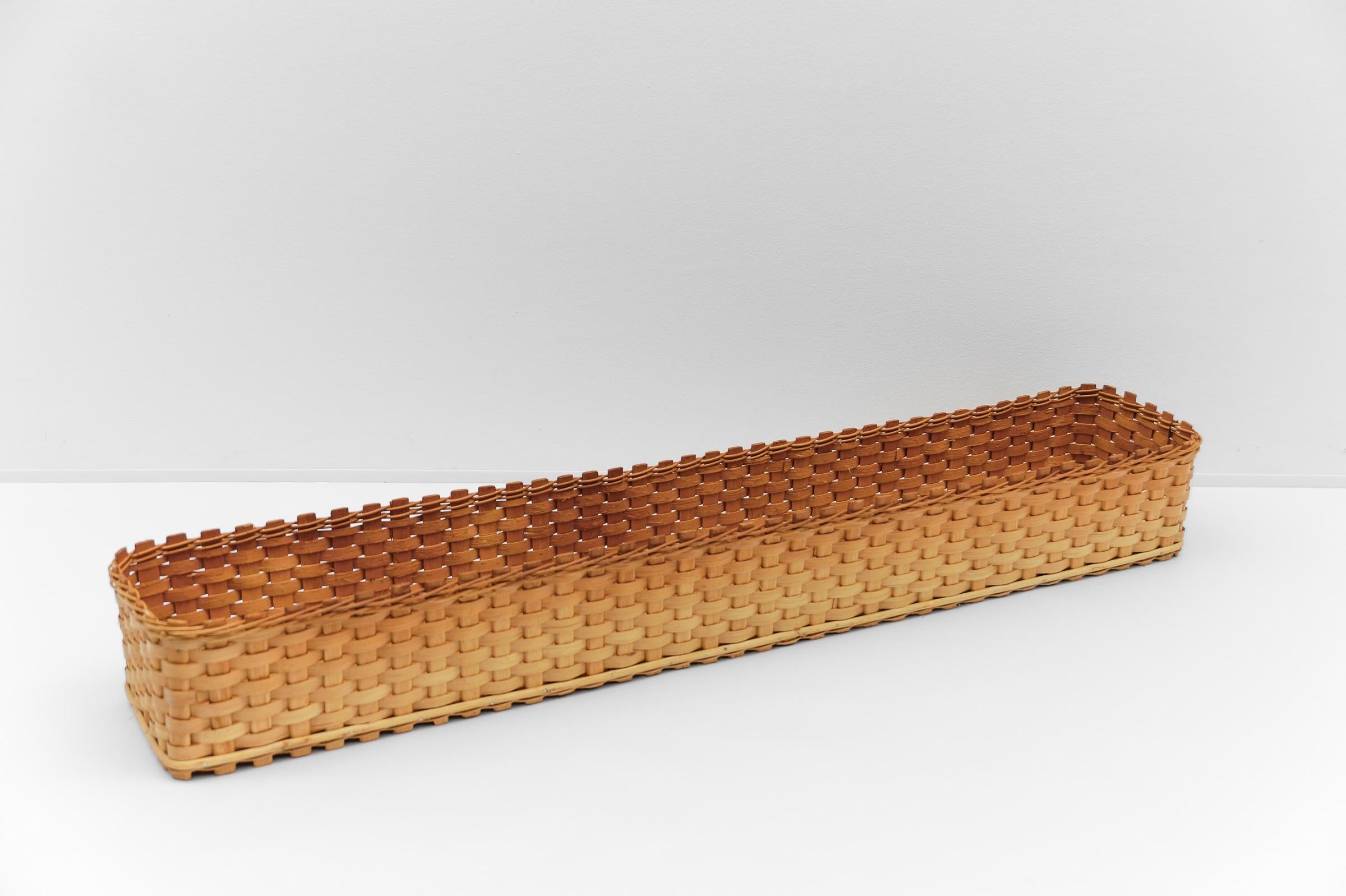 Large Rectangular Rattan and Wood Planter, Germany 1950s
 