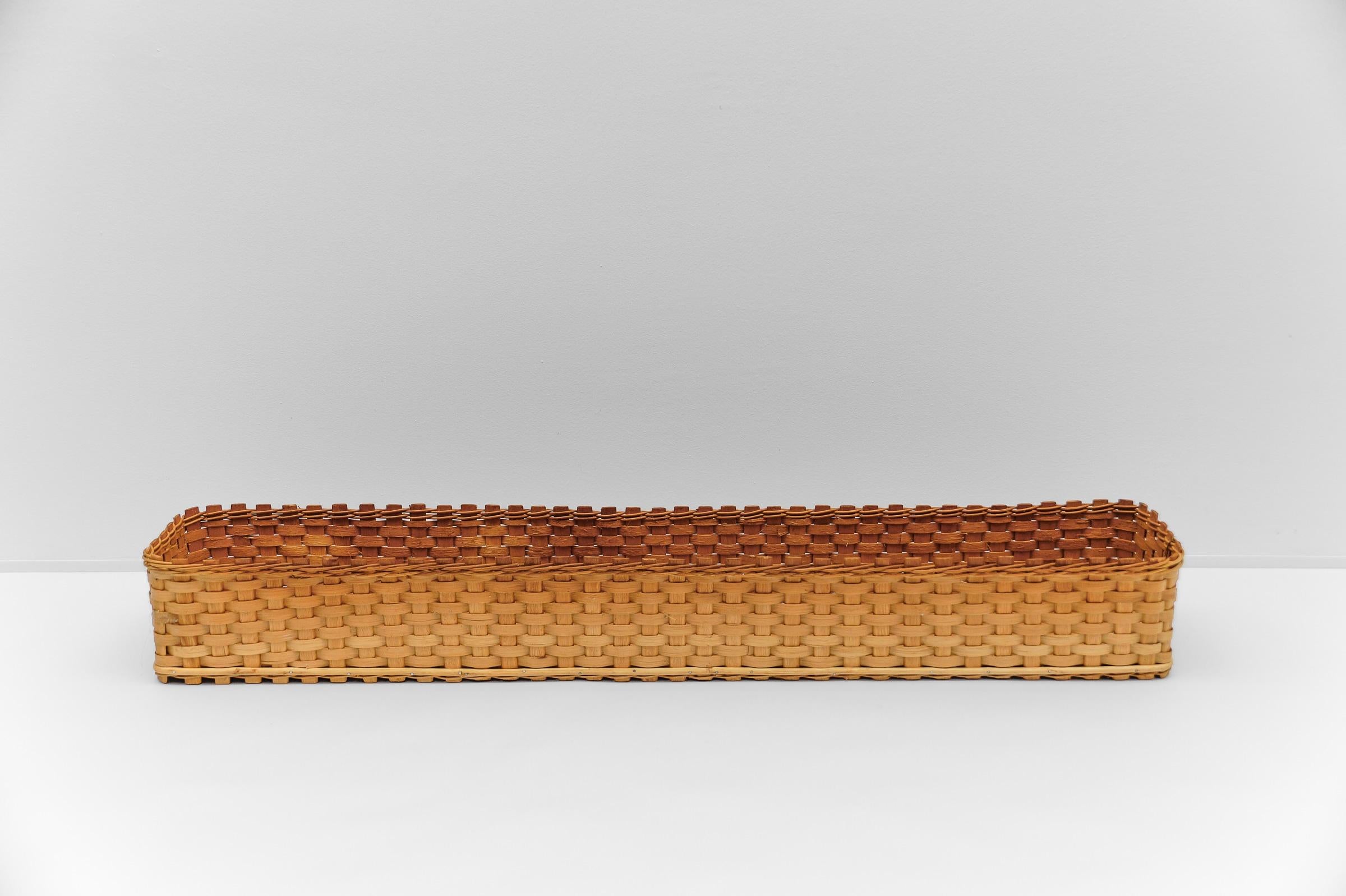 Large Rectangular Rattan and Wood Planter, Germany 1950s In Good Condition For Sale In Nürnberg, Bayern