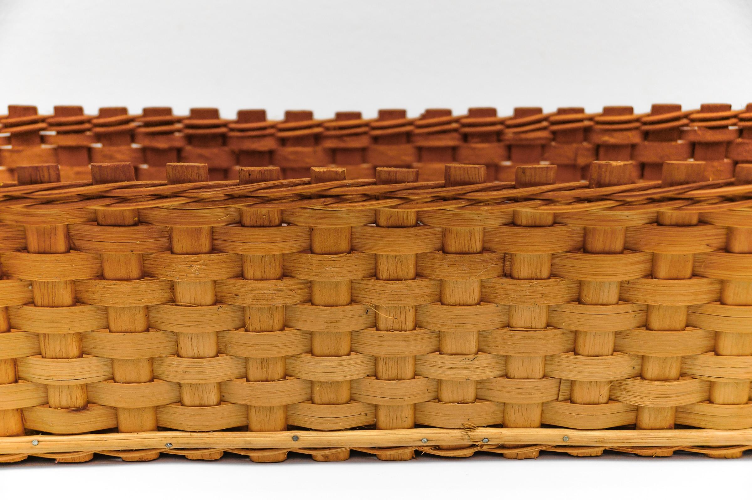 Mid-20th Century Large Rectangular Rattan and Wood Planter, Germany 1950s For Sale