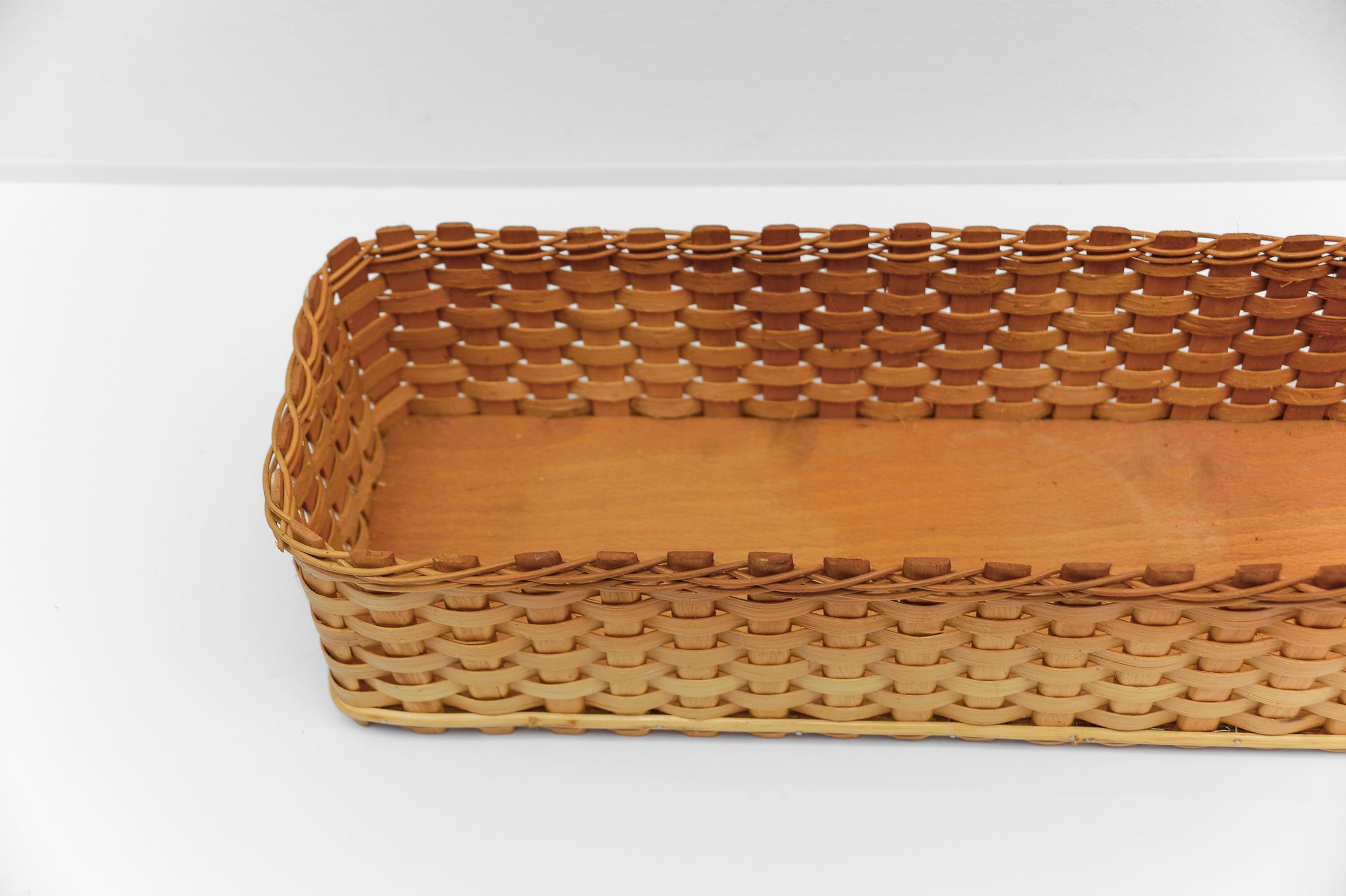 Large Rectangular Rattan and Wood Planter, Germany 1950s For Sale 3
